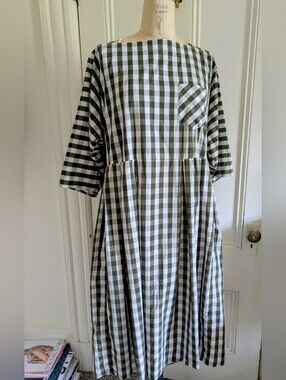 Lee Matthews Gingham Plaid Midi Dress M/L